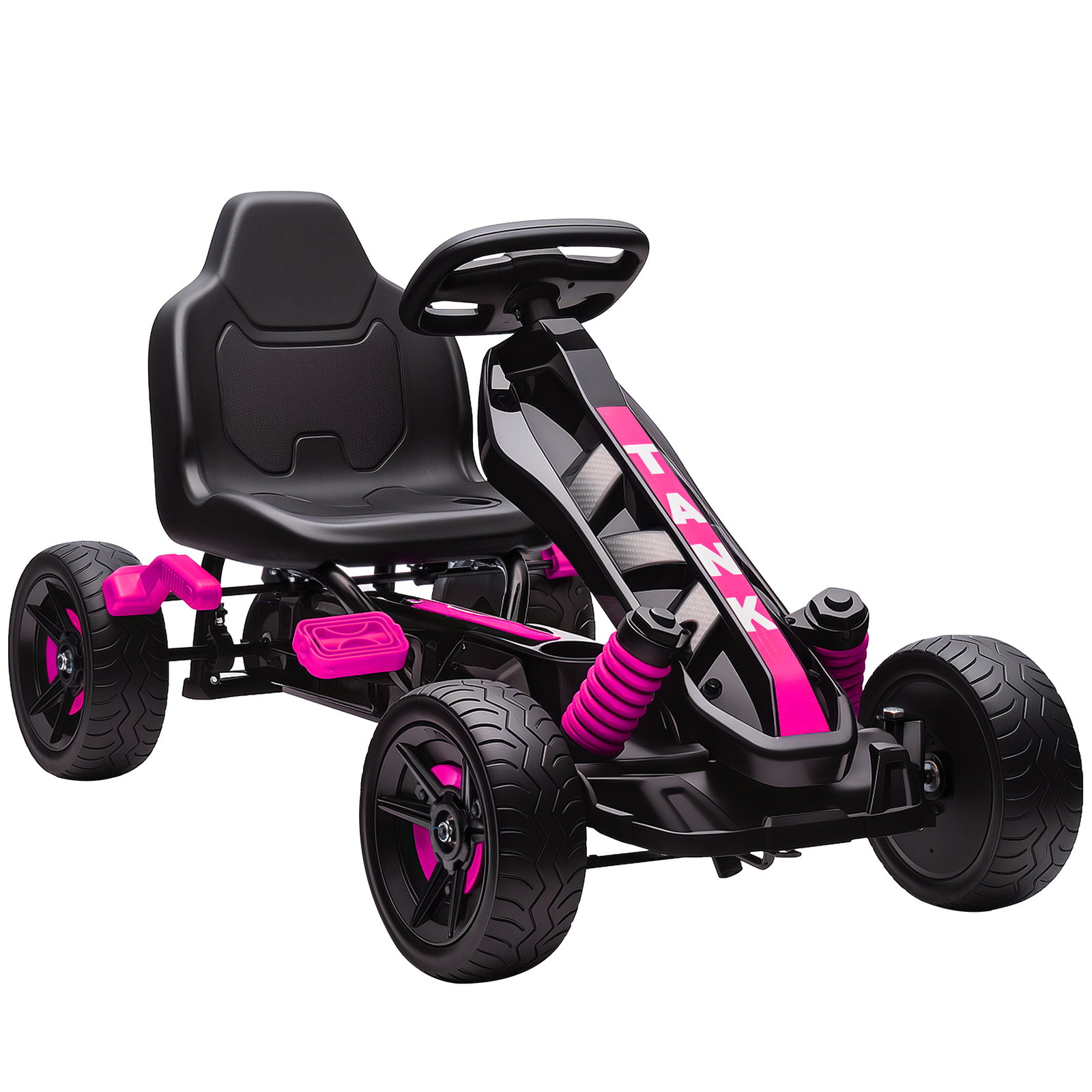 Kart a pedal para crianças karting infantil 3 a 6 anos com embreagem automática freio rodas de eva antiderrapantes rosa