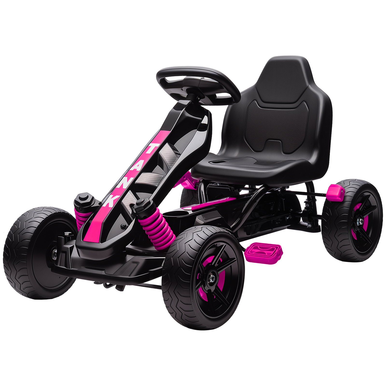 Kart a pedal para crianças karting infantil 3 a 6 anos com embreagem automática freio rodas de eva antiderrapantes rosa