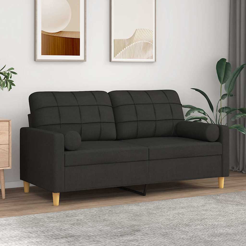 Sofá 2 lugares + almofadas decorativas 140 cm tecido preto