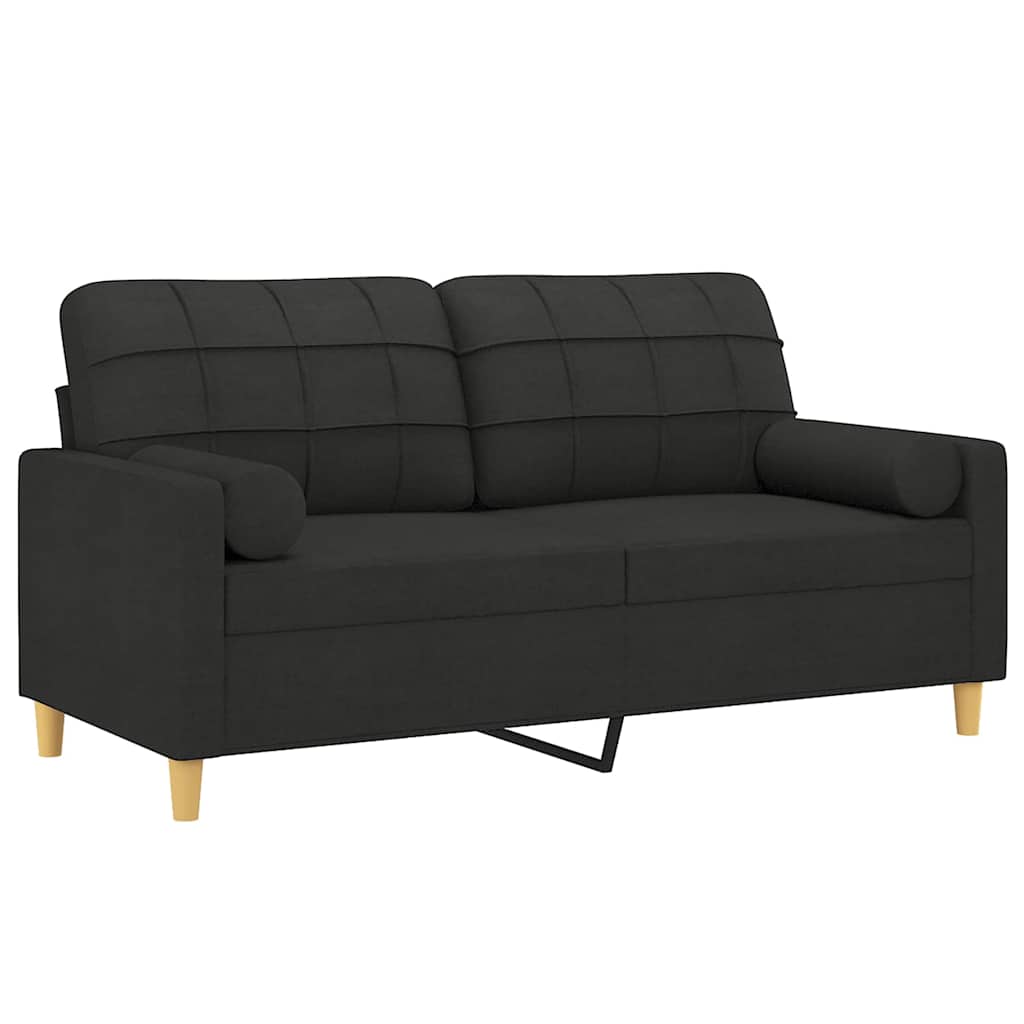 Sofá 2 lugares + almofadas decorativas 140 cm tecido preto