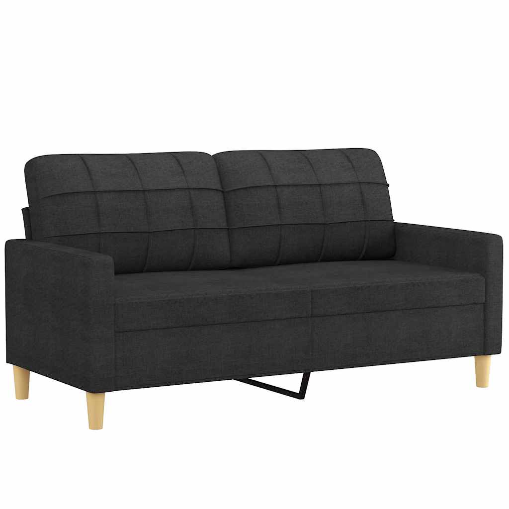 Sofá 2 lugares + almofadas decorativas 140 cm tecido preto
