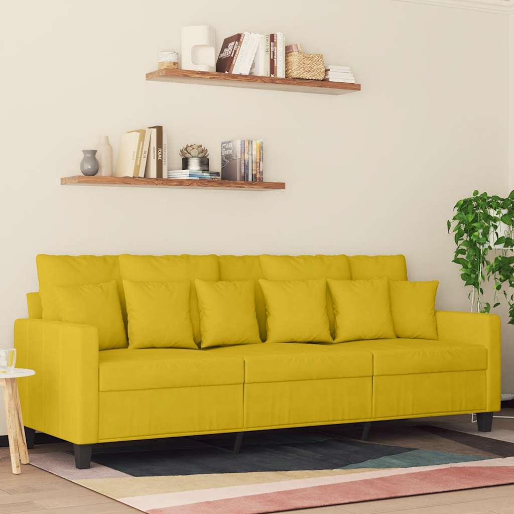 Sofá de 3 lugares 180 cm veludo amarelo