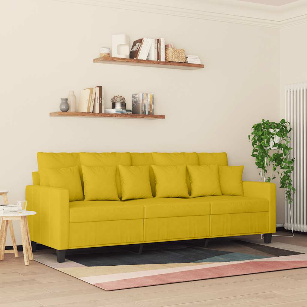 Sofá de 3 lugares 180 cm veludo amarelo