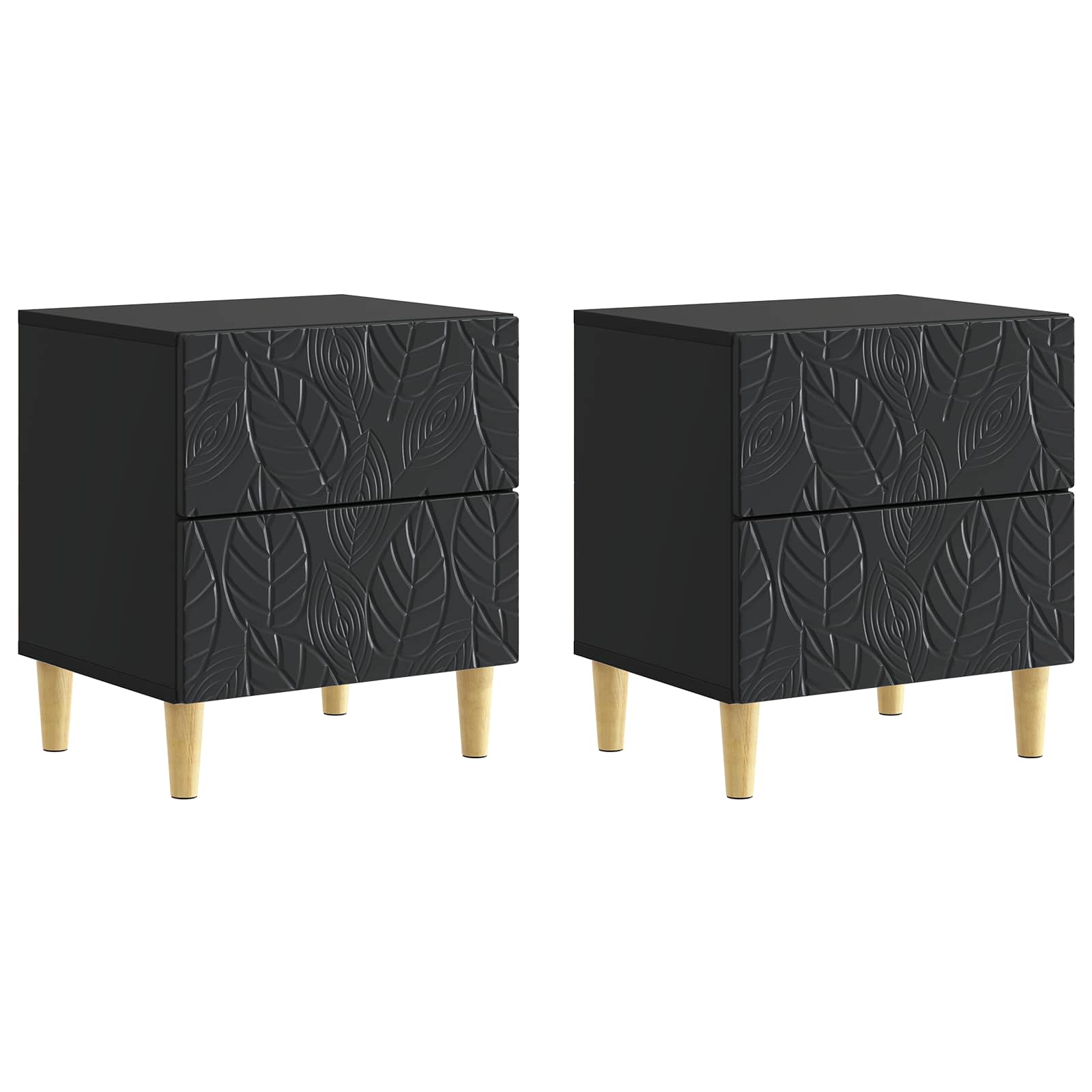 Mesa-de-cabeceira 2 unid. preto 43 x 34,5 x 48 cm