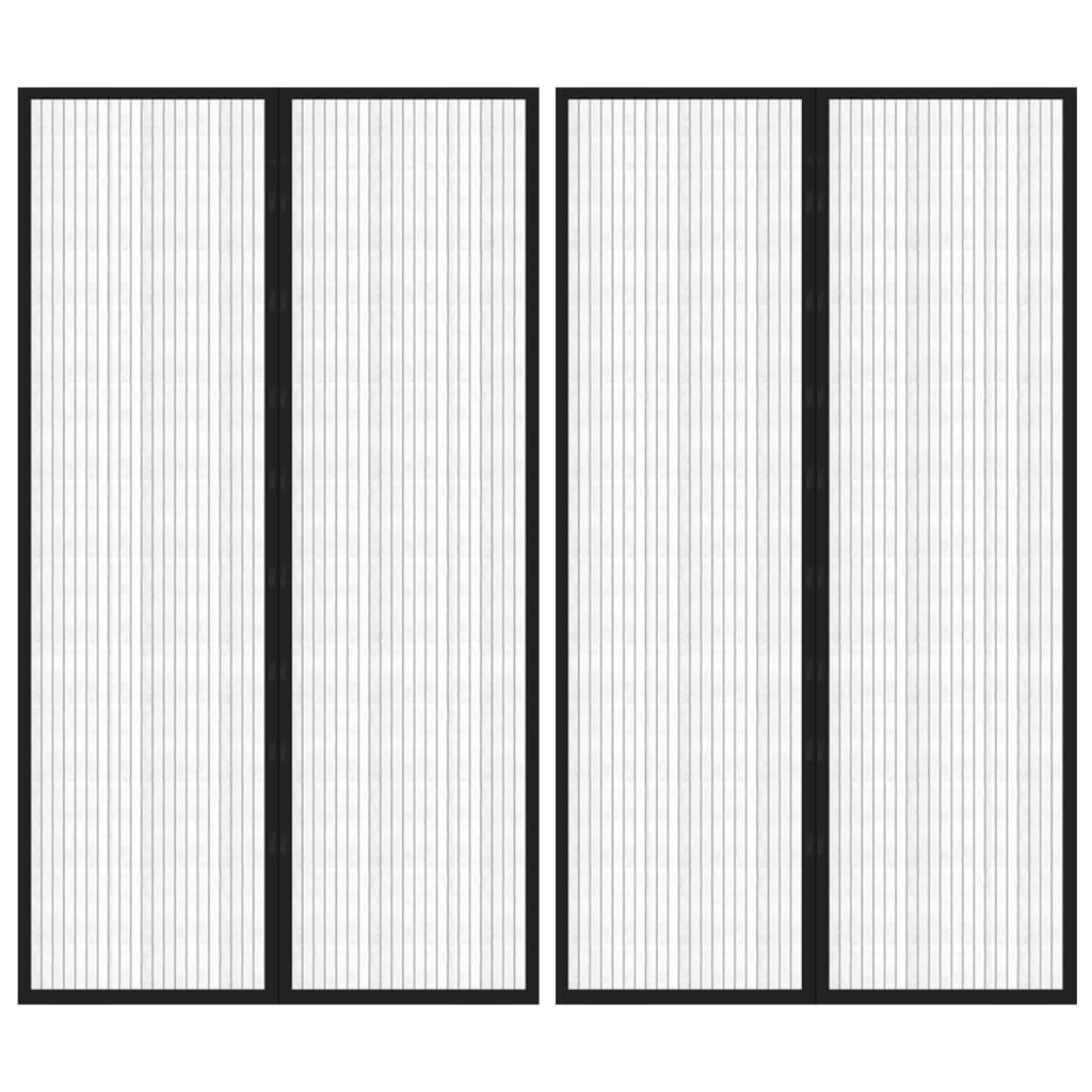 Cortinas de porta anti-insetos magnéticas 2 pcs 200x80 cm preto
