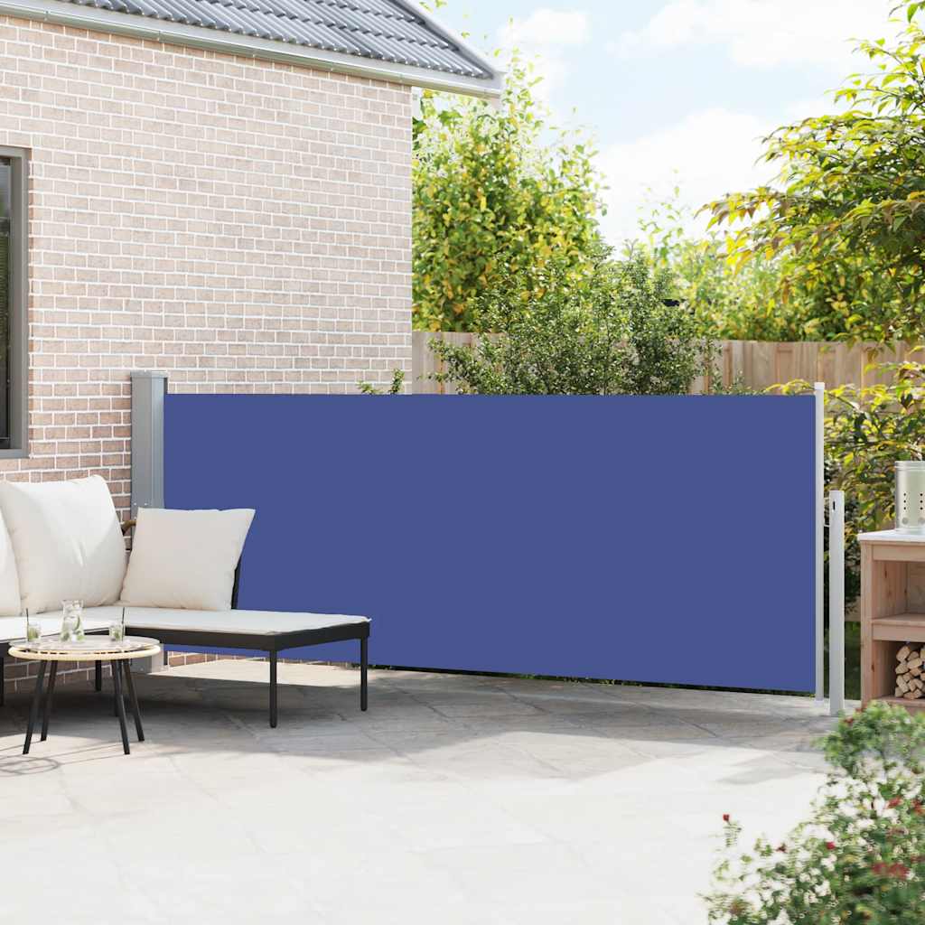 Toldo lateral retrátil para pátio 140x500 cm azul