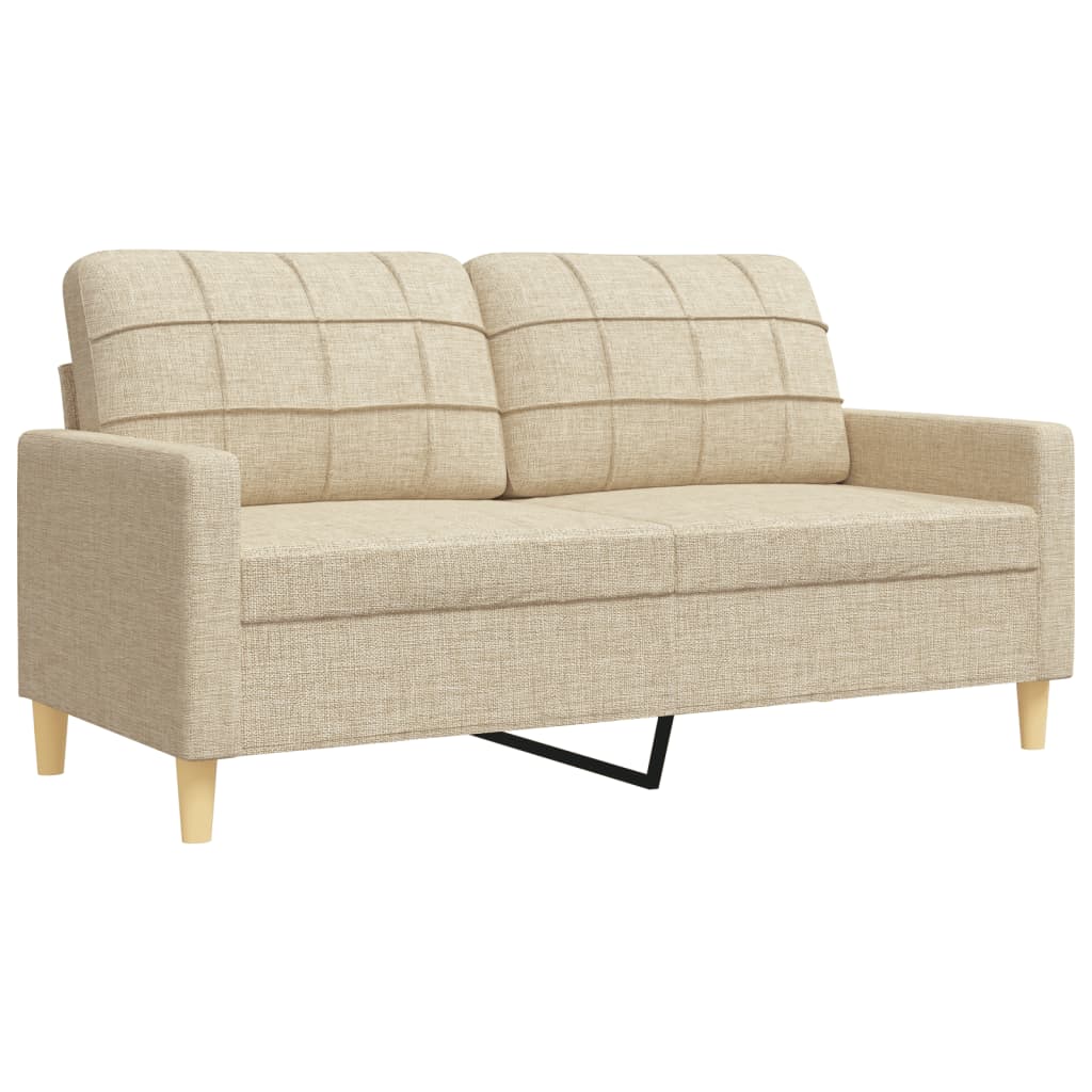 3 Pcs conjunto de sofás c/ almofadas/apoio pés tecido creme
