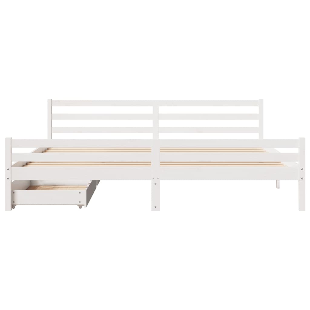 Cama sem colchão 200x200 cm madeira de pinho maciça branco