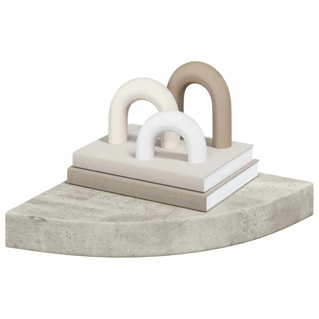 Prateleiras canto parede 4 pcs 25x25x3,8cm MDF cinzento cimento