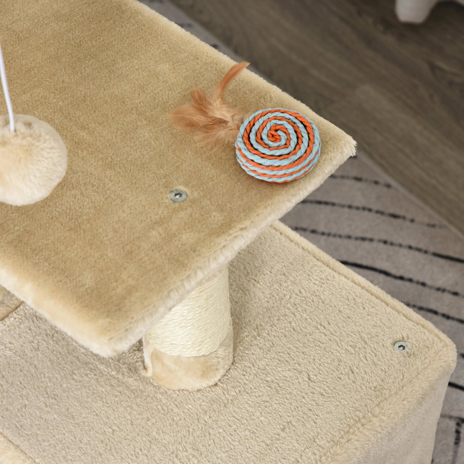 Arranhador para Gatos 50x30x81,5 cm Centro de Atividades para Gatos com Poste de Sisal Plataformas e Caverna Bege