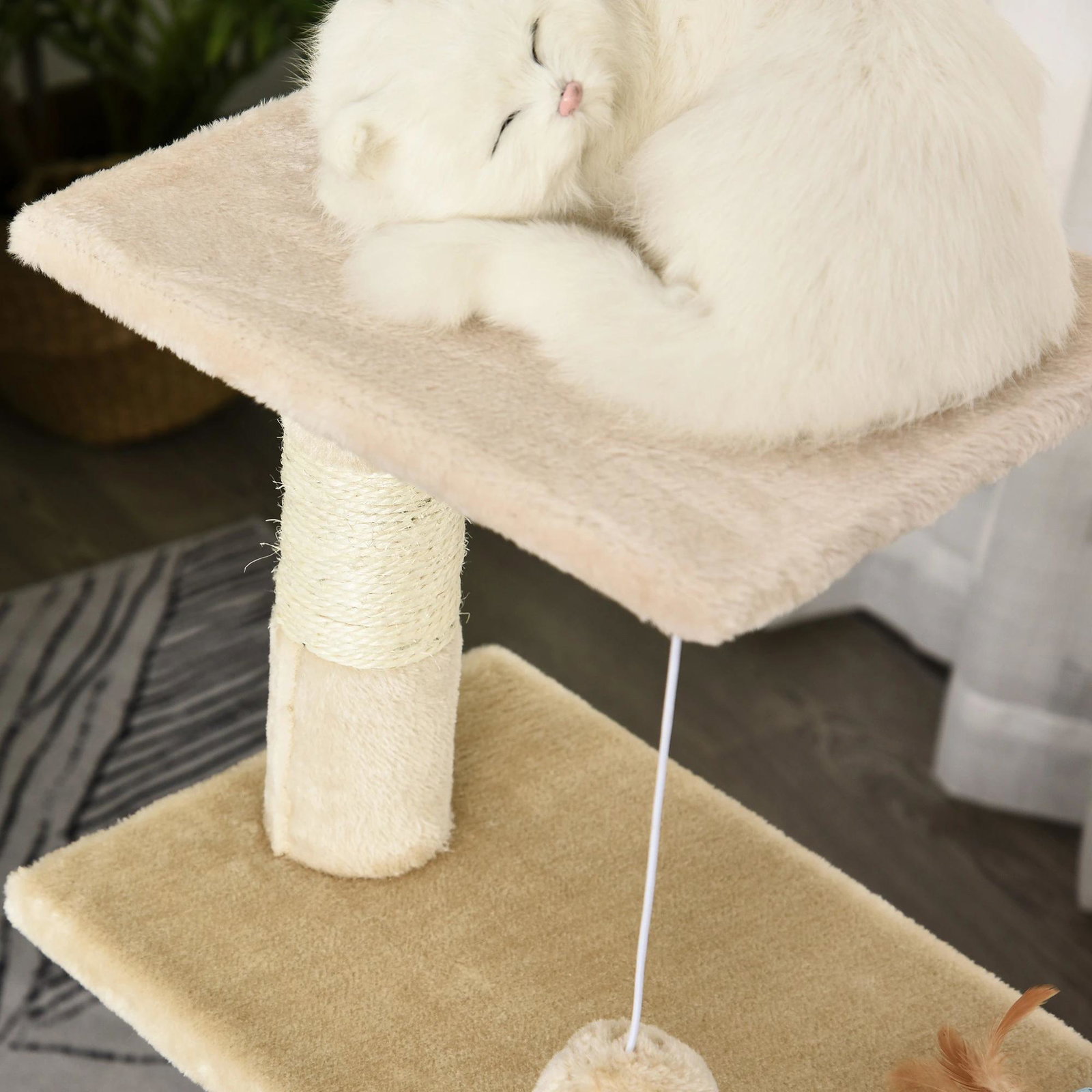 Arranhador para Gatos 50x30x81,5 cm Centro de Atividades para Gatos com Poste de Sisal Plataformas e Caverna Bege