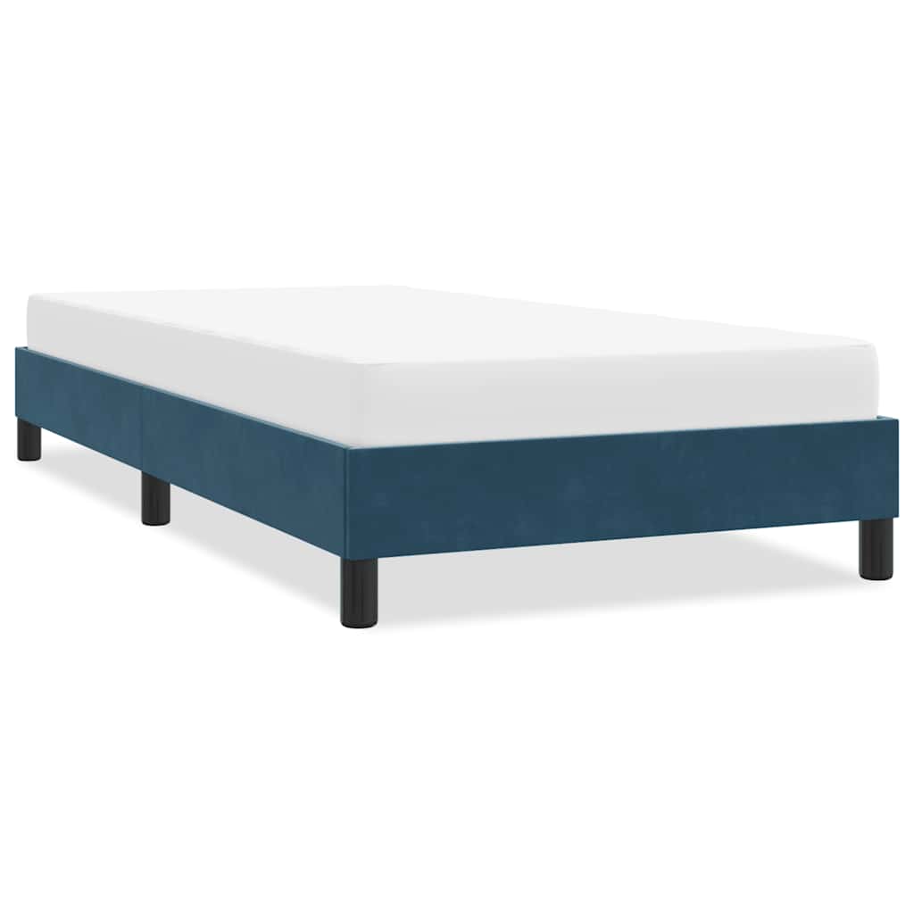 Estrutura de cama sem colchão 100x220 cm veludo azul-escuro