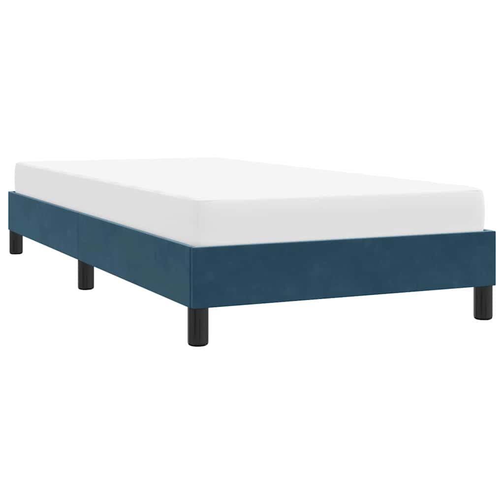 Estrutura de cama sem colchão 100x220 cm veludo azul-escuro
