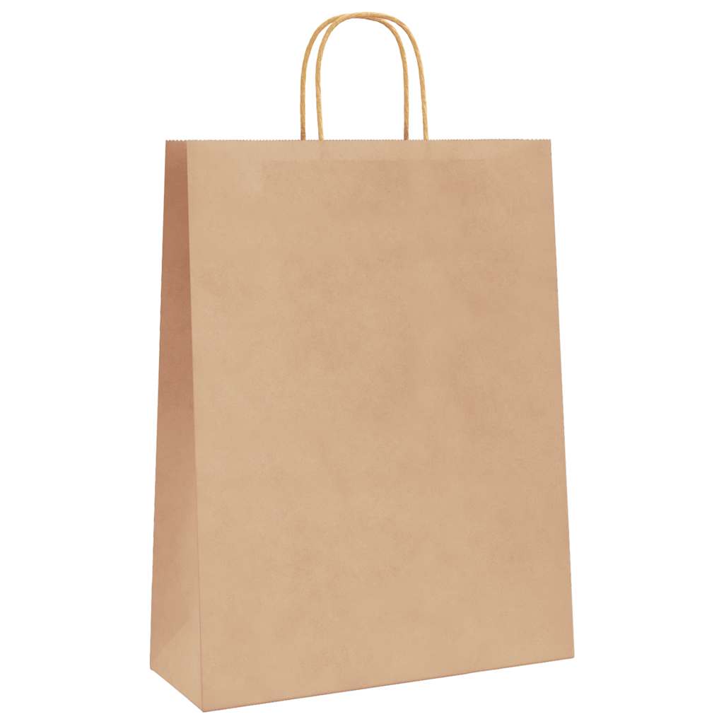 Sacos de papel 250 unid com alças castanho 32x12x42 cm