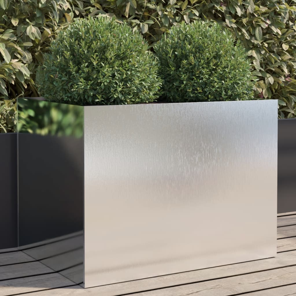 Vaso/floreira 62x47x46 cm aço inoxidável prateado