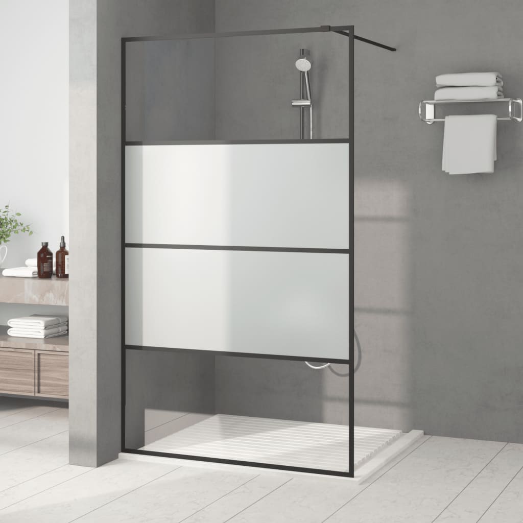 Divisória de chuveiro 115x195 cm vidro semiopaco esg preto