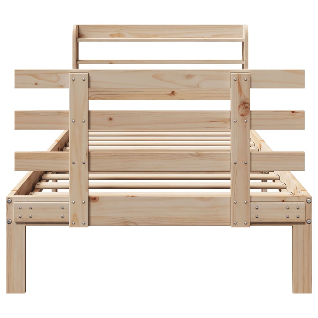 Estrutura de cama com cabeceira 75x190 cm pinho maciço