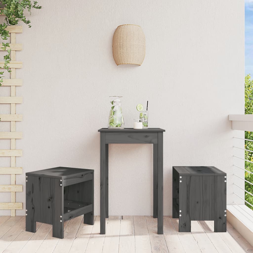 Bancos de jardim 2 pcs 40x36x45 cm pinho maciço cinzento