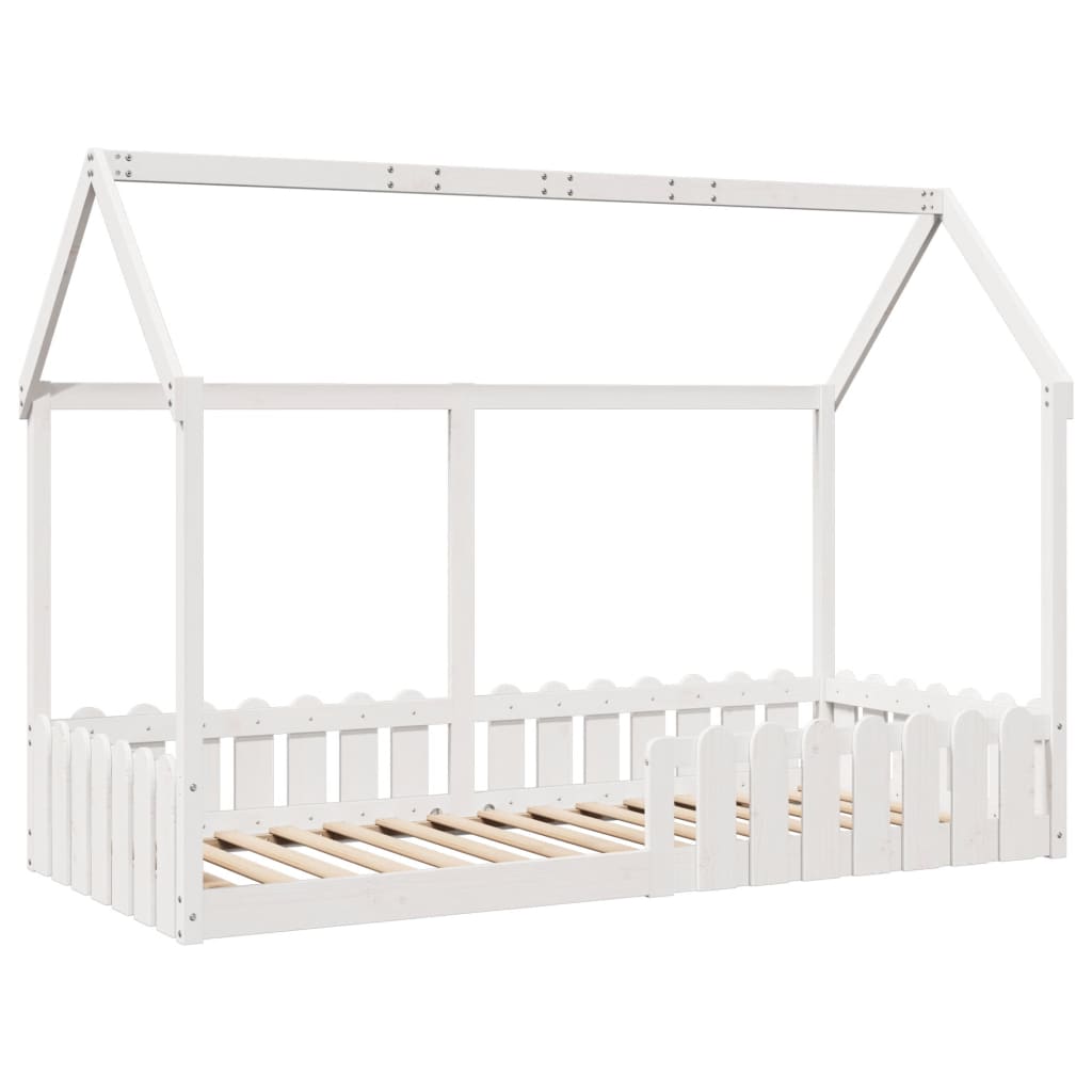 Cama infantil formato de casa 90x200 cm pinho maciço branco
