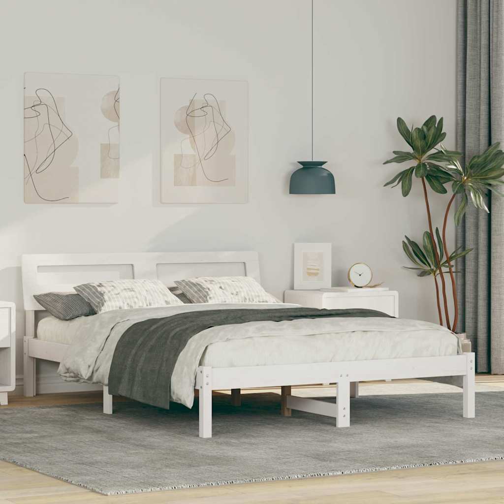 Estrutura da cama com cabeceira branco 140 x 190 cm