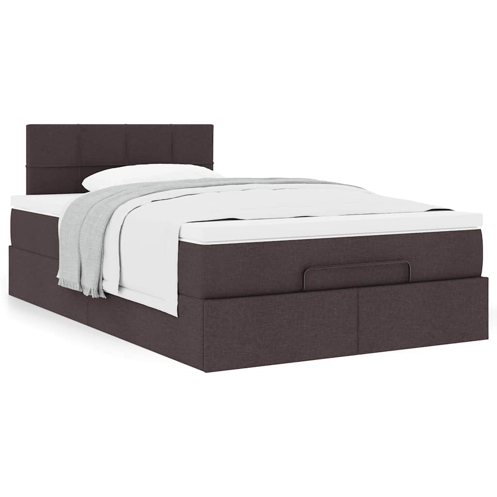 Estrutura de cama otomana com colchão 120x190cm castanho escuro