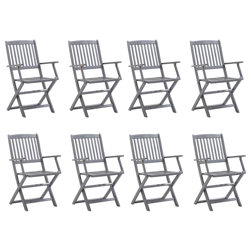 Cadeiras de exterior dobráveis 8 pcs madeira de acácia maciça