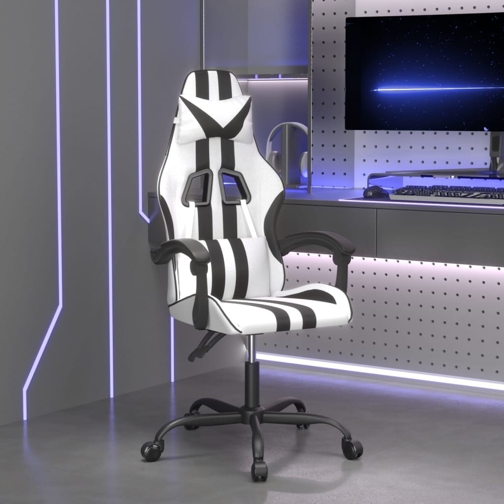 Cadeira gaming couro artificial branco e preto