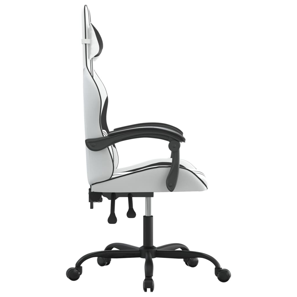 Cadeira gaming couro artificial branco e preto