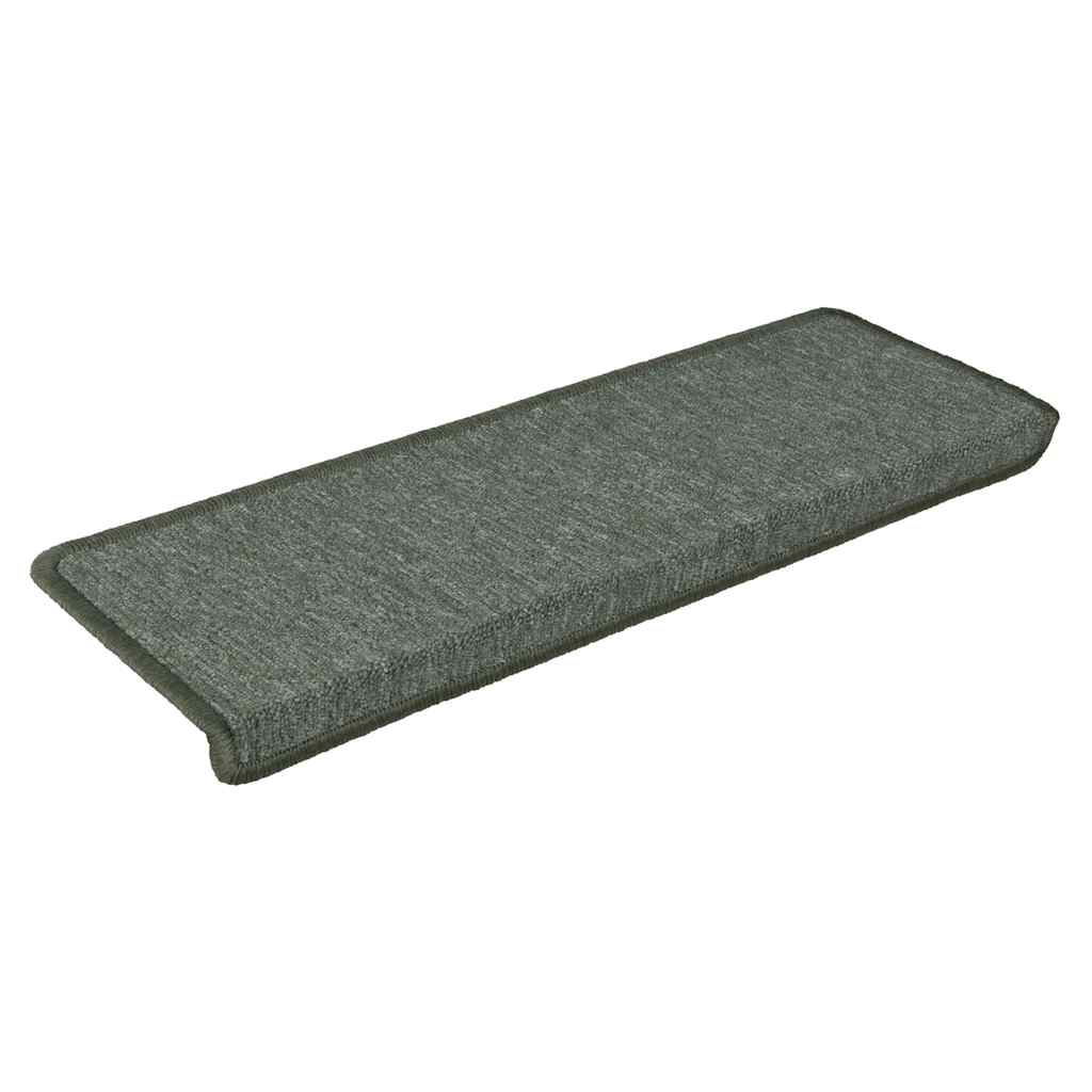 Tapetes de escada 15 peças 65x21x4 cm verde escuro com borda retangular