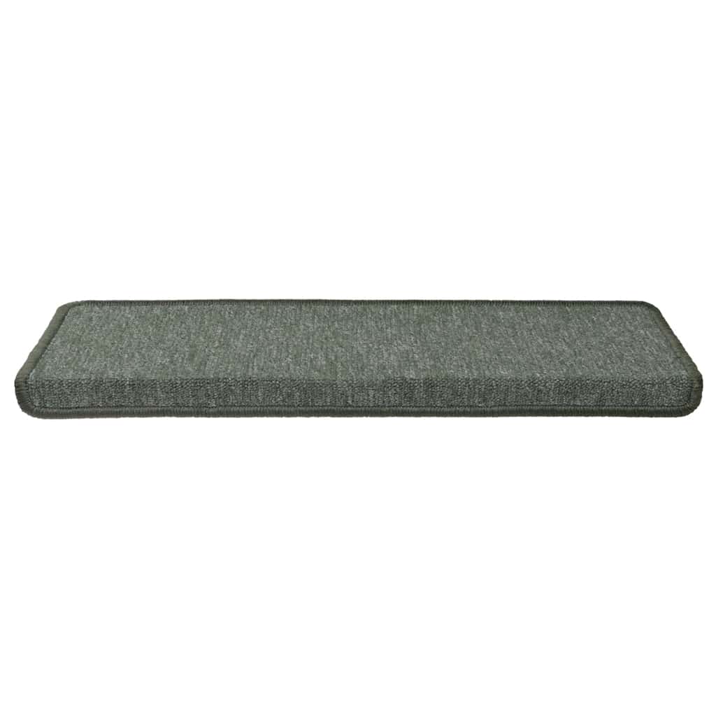 Tapetes de escada 15 peças 65x21x4 cm verde escuro com borda retangular