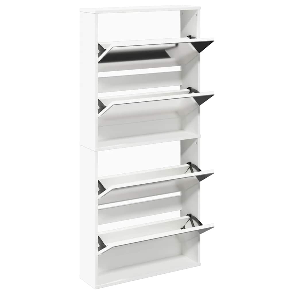 Sapateira de 4 divisórias com espelho branco 63x17x134cm