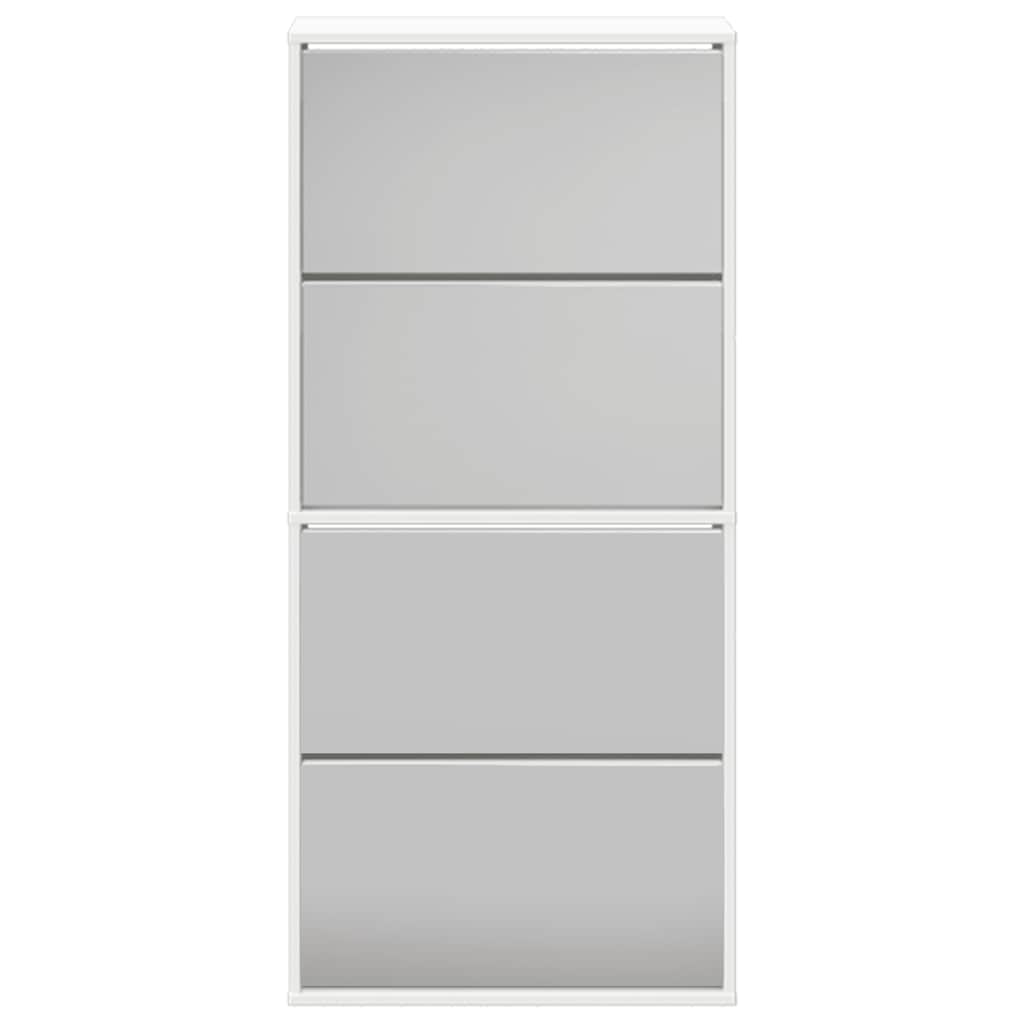 Sapateira de 4 divisórias com espelho branco 63x17x134cm