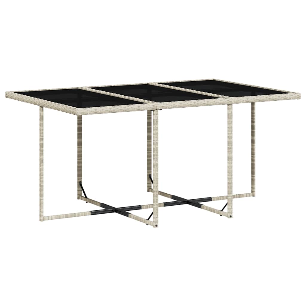 7 Pcs conj. jantar p/ jardim c/ almofadões vime PE cinza-claro