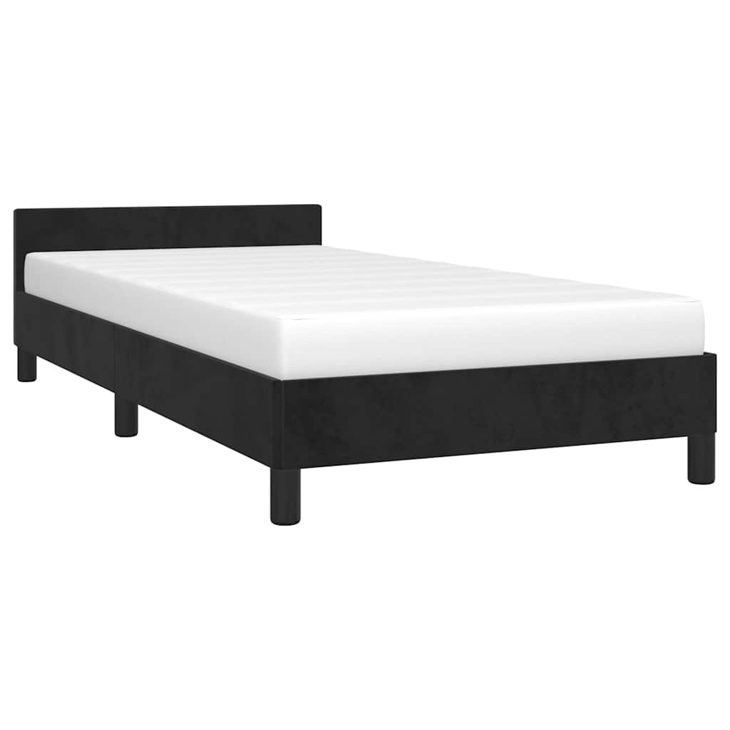 Estrutura de cama sem colchão 100x200 cm veludo preto