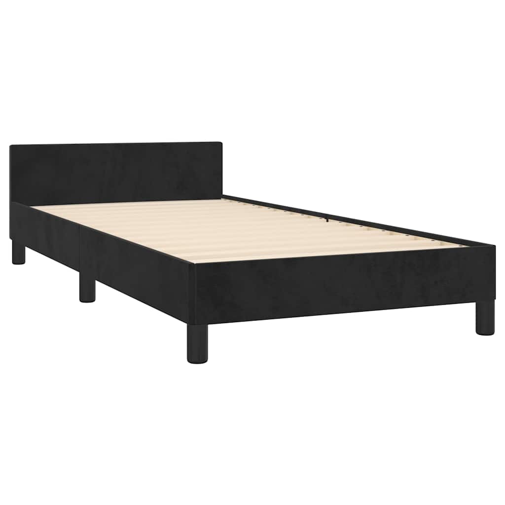 Estrutura de cama sem colchão 100x200 cm veludo preto