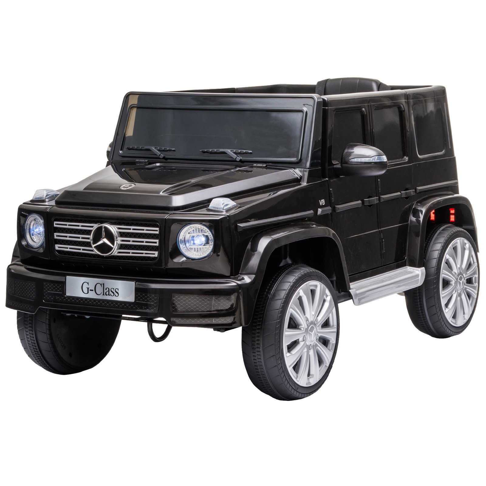 Carro elétrico benz g500 todo-o-terreno com bateria 12v veículo elétrico com música buzina velocidade 3-5 km/h preto