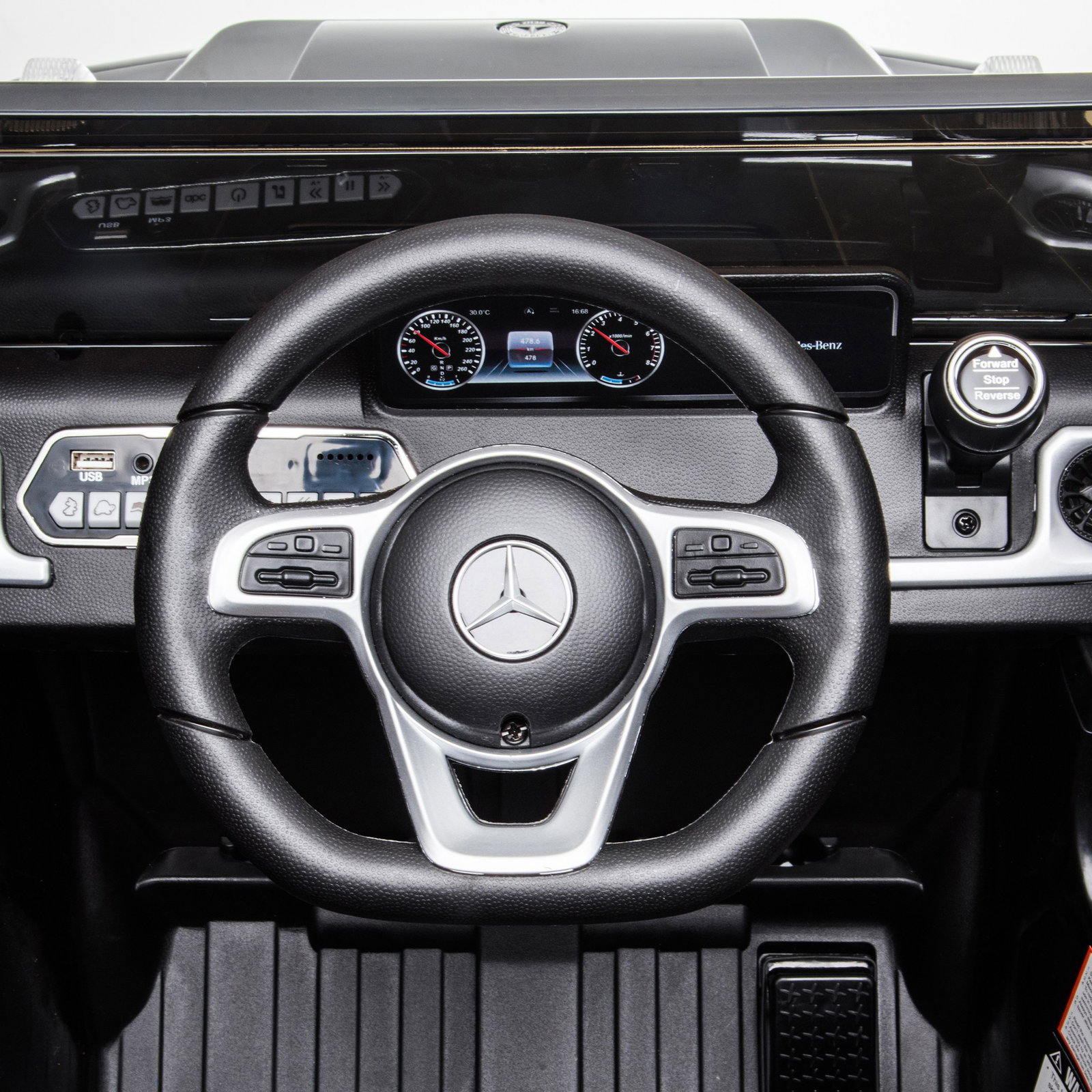 Carro elétrico benz g500 todo-o-terreno com bateria 12v veículo elétrico com música buzina velocidade 3-5 km/h preto