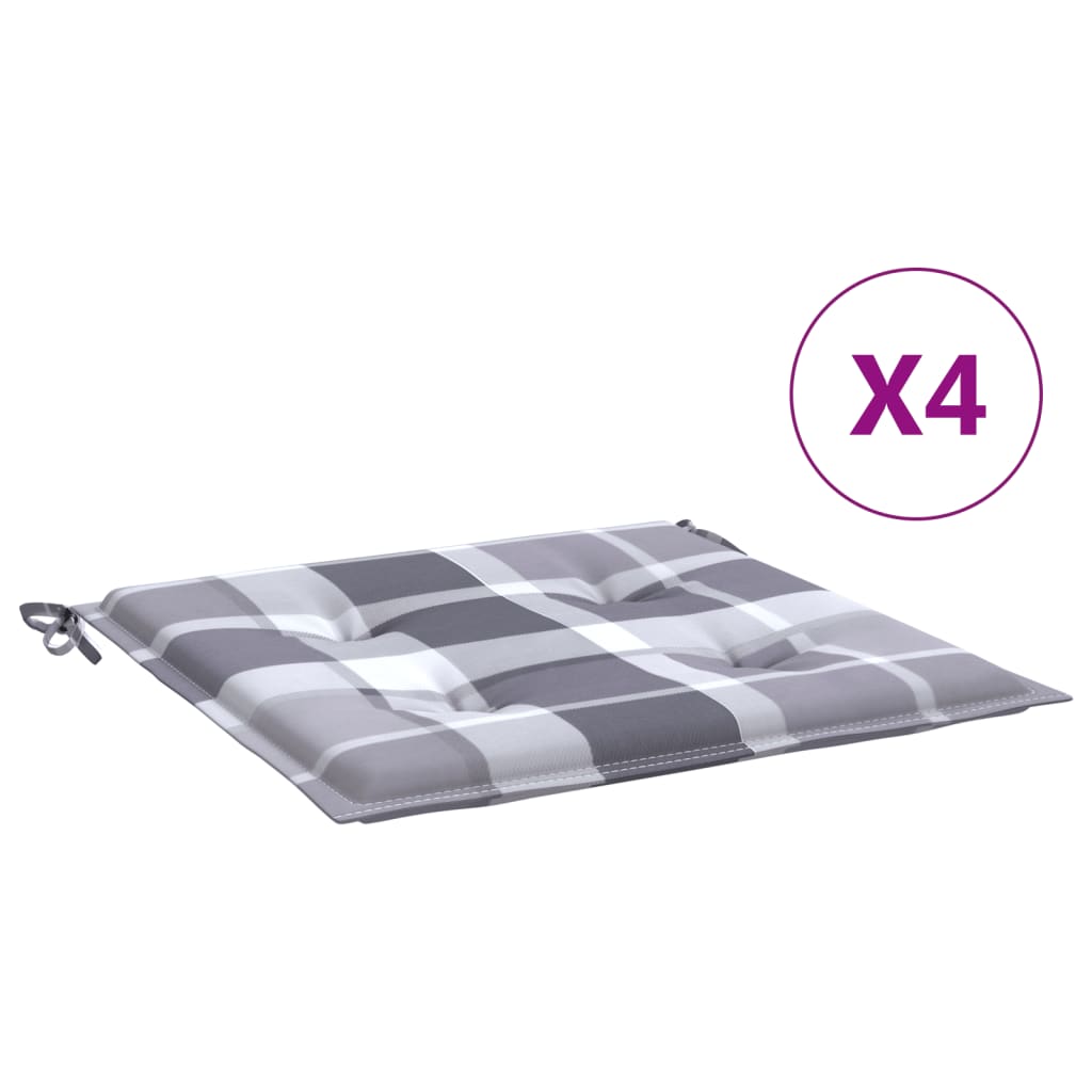Almofadões cadeiras jardim 4pcs tecido oxford xadrez cinzento