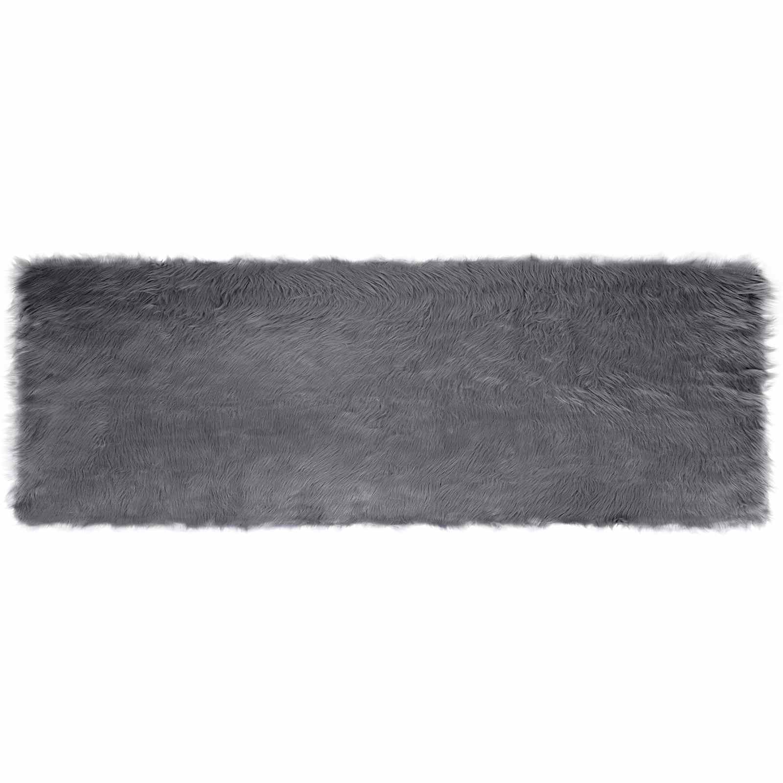 Tapete de de ovelha sintética tafalla antracite 80 x 250 cm