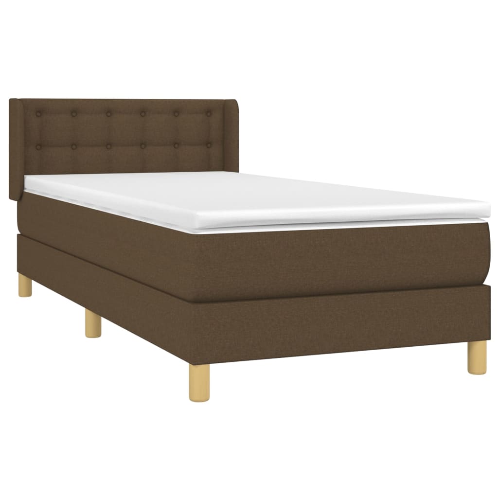 Cama com molas/colchão 90x190 cm tecido castanho-escuro