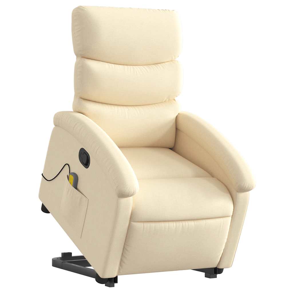 Poltrona elevatória de massagens tecido cor creme