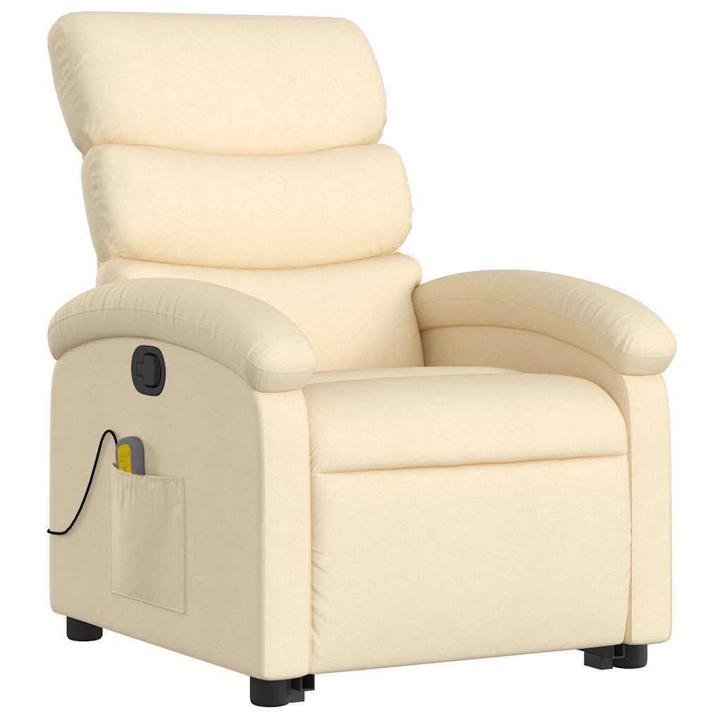 Poltrona elevatória de massagens tecido cor creme