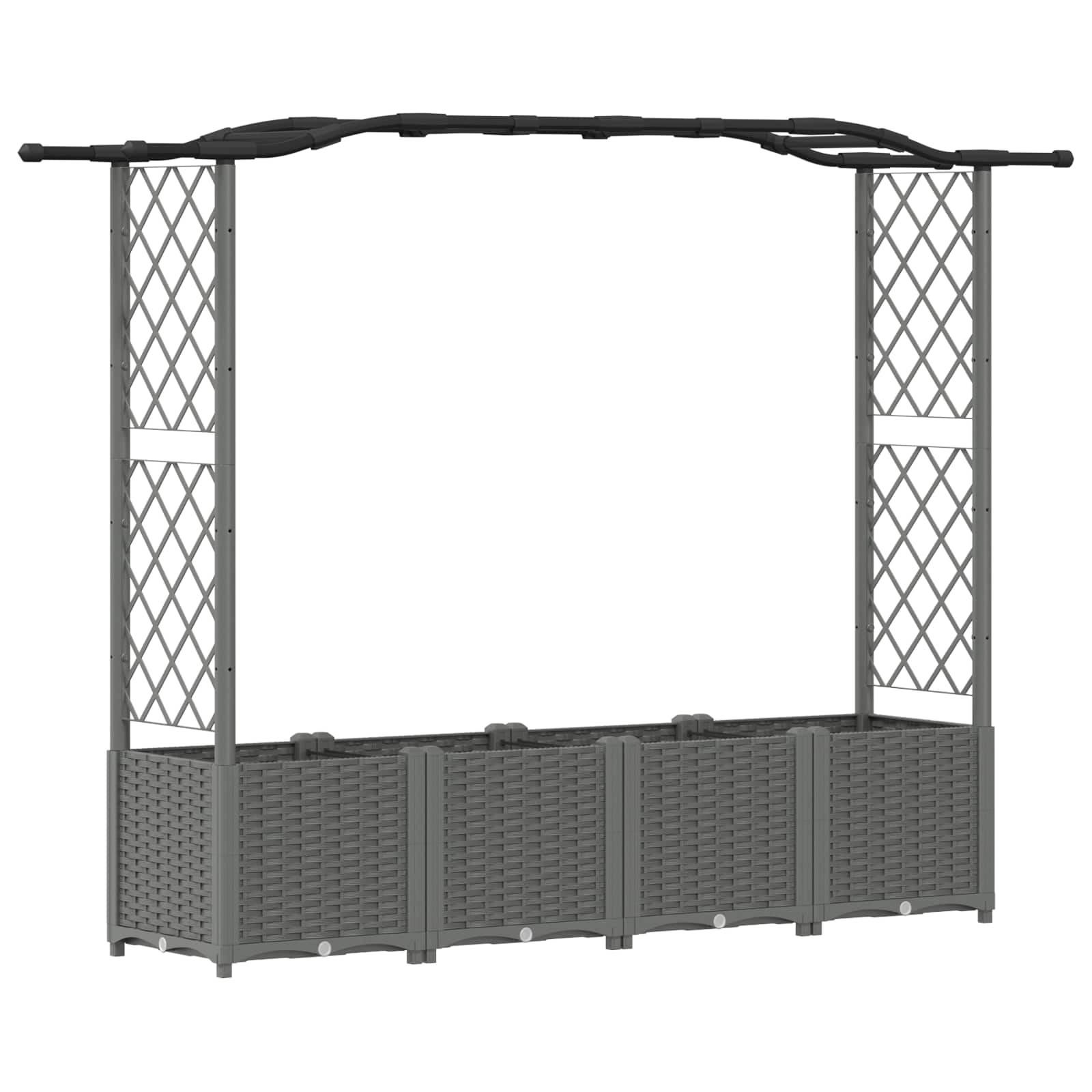 Cama elevada com treliça e telhado cinzento-claro PP
