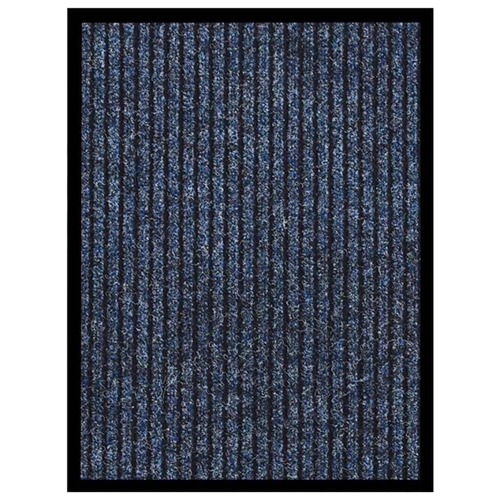 Tapete de porta às riscas 40x60 cm azul