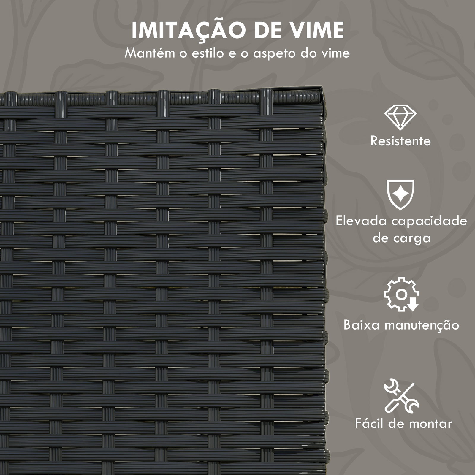 Conjunto móveis de jardim de vime sintético com 2 poltronas individuais 1 sofá duplo e 2 mesas de centro preto