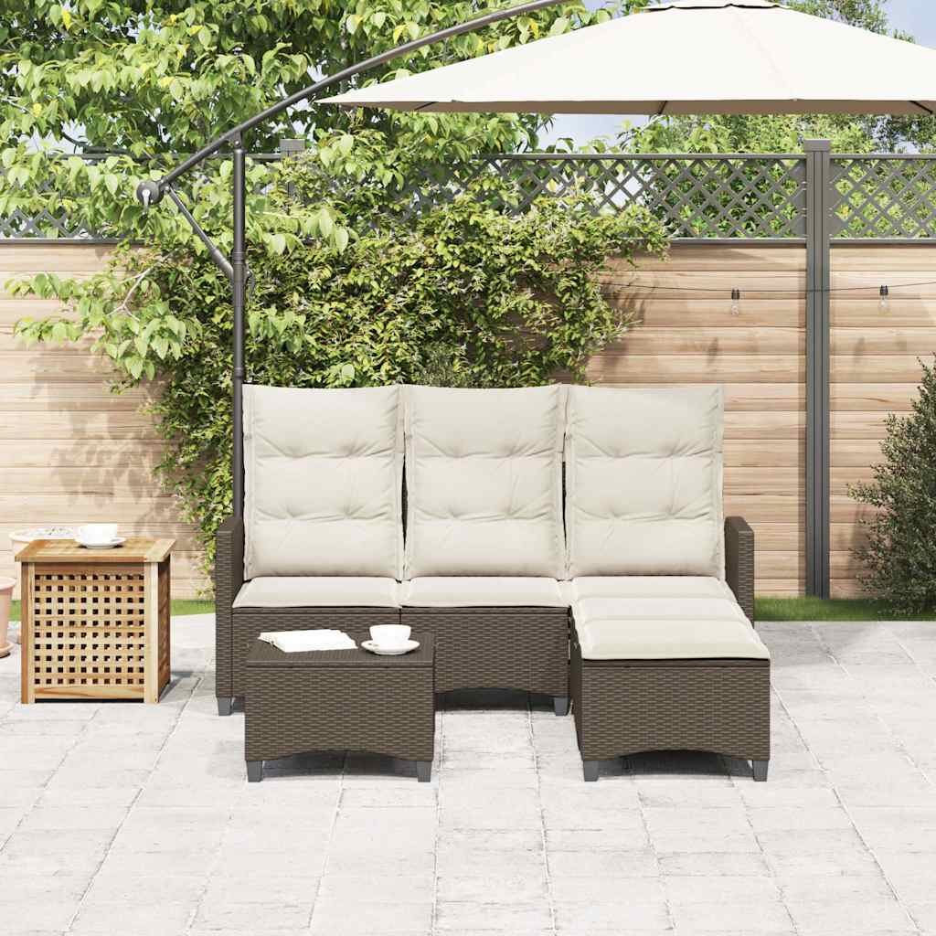 3 Pcs conjunto sofás de jardim com almofadões em l vime PE