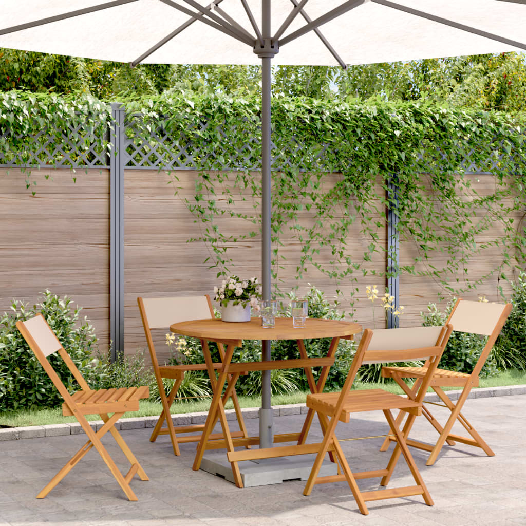 5 Pcs conj. jantar p/ jardim tecido/madeira maciça bege