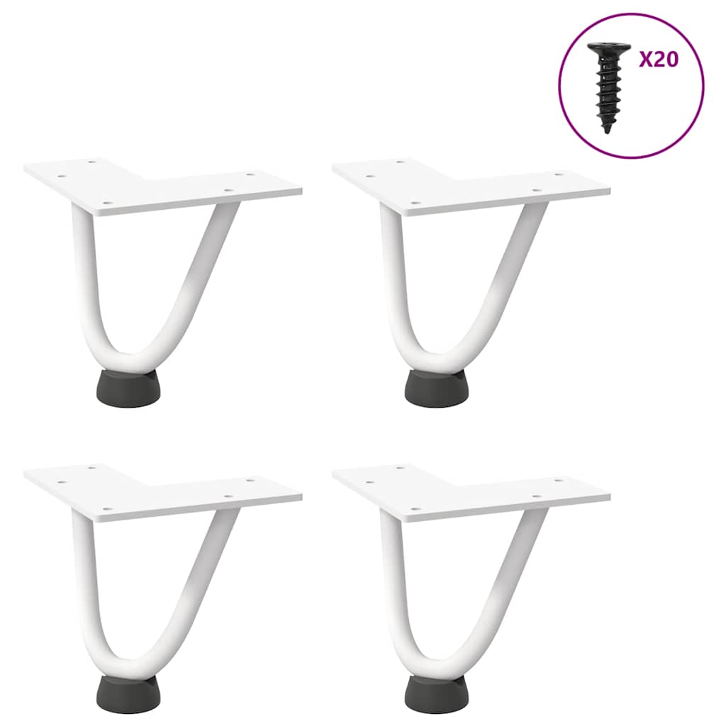 Pernas de grampo para mesa de centro 4 peças, branco, 10 cm, aço maciço