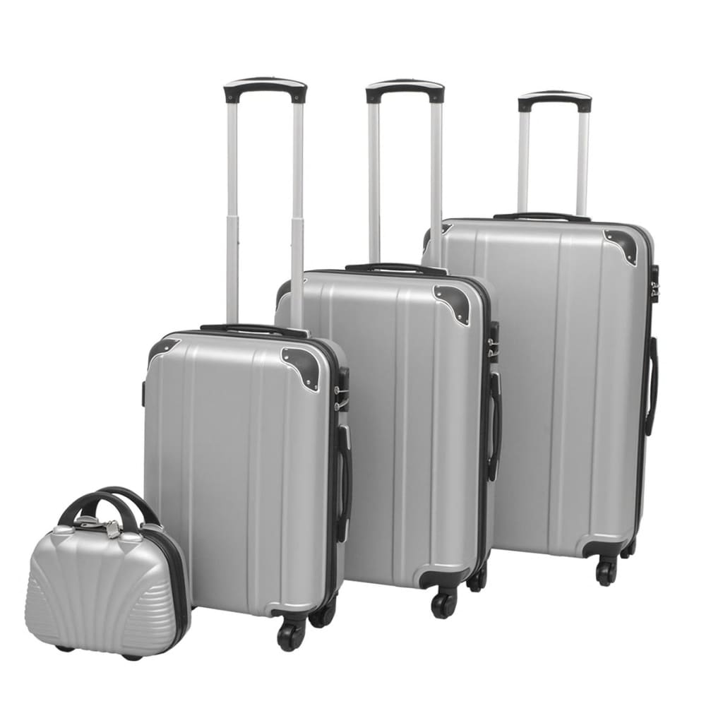 Conjunto de tróleis estojo rígido 4 pcs prateado