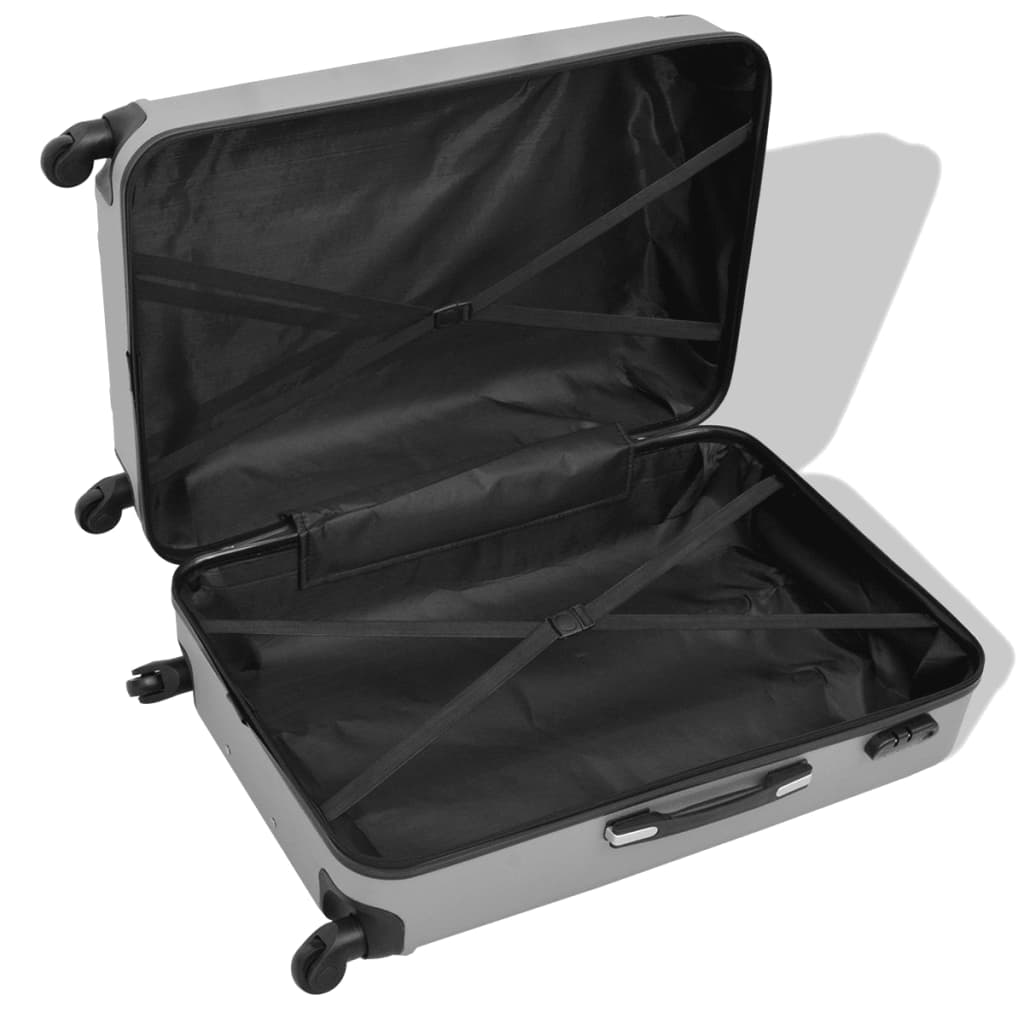 Conjunto de tróleis estojo rígido 4 pcs prateado